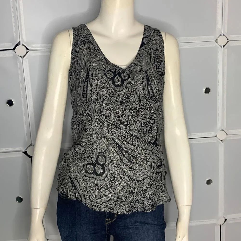 J. Crew 100% Silk Paisley Tank Blouse Size XSmall
